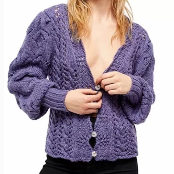 Free People Sweaters - Free People Bali Dreamer Cardigan Medium Crochet Sweater Wool & Alpaca Blend